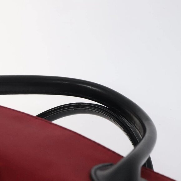 BURBERRY Nova Check Blue Label Hand Bag Nylon Red Silver Auth hs1715 - Picture 9 of 16